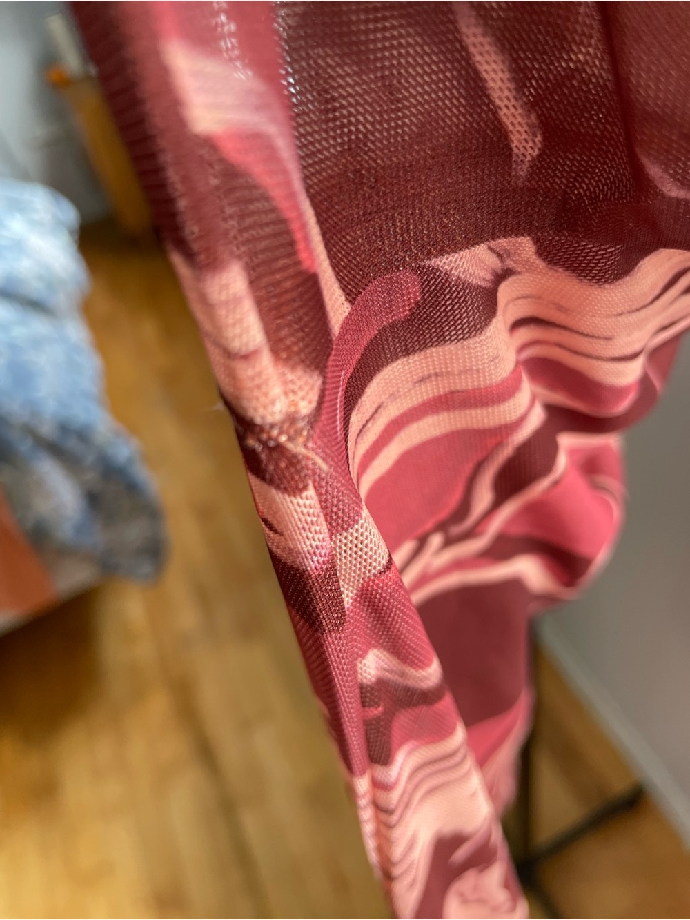Betsey Johnson Pink and Orange Abstract Mesh Midi Dress - Picture 8 of 9